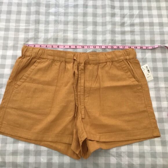 2/40$ Reitmans 𝅺linen blend shorts bermudas yellow/gold elastic waist cozy sz 18 - Picture 6 of 11